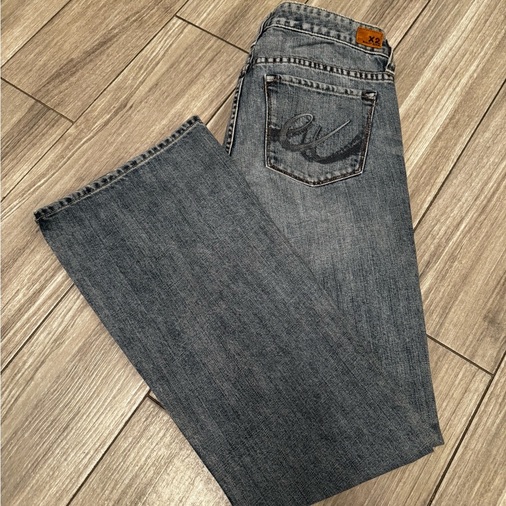 VINTAGE  ExpressX2 Slim Low Rise Flared Denim Jeans 5-Pocket Women's Medium Wash